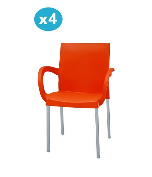 Omnipazar MT-CF880 Mare Plastik Bahçe Balkon Koltuk Sandalye 4'lü Set - 9