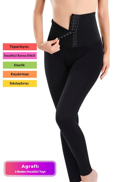 Premium Kısmı Duble Çift Kat Garanti İki Beden İnceltir Toparlayıcı Agraflı Yüksek Bel Lazer Tayt