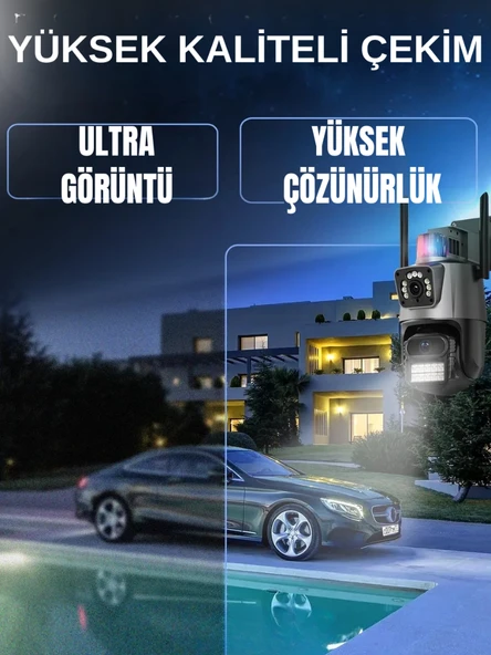 Wi-Fi Güvenlik Kamerası Çift Kameralı 360° Dönebilen Hareket Algılayıcı Gece Görüşlü Telefon Kontrollü Kamera - 7