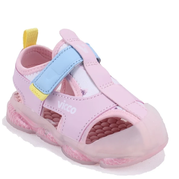Vicco Live 332B525Y217 Pudra Ortopedik Günlük Işıklı Kız Çocuk Spor Sandalet