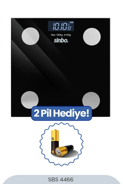 Sinbo Sbs-4466 Bluetooth Dijital Yağ Su Kas Vücut Kitle Endeksi Kilo Ölçer Tartı Baskül Siyah - 2