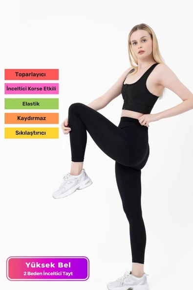 Premium Bel Kısmı Duble Çift Kat Garanti İki Beden İnceltir Toparlayıcı Yüksek Bel Lazer Korse Tayt