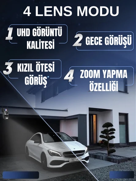 Wi-Fi Güvenlik Kamerası Çift Kameralı 360° Dönebilen Hareket Algılayıcı Gece Görüşlü Telefon Kontrollü Kamera - 5