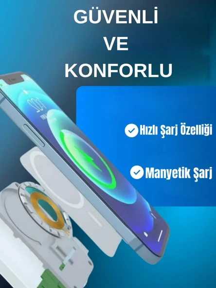 10.000 mAh MagSafe Powerbank – 15W Hızlı Kablosuz Şarj, iPhone Uyumlu Taşınabilir Şarj Cihazı - 4