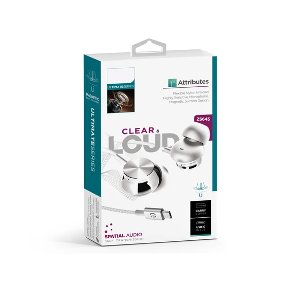 Zuidid ZS645 Mıknatıslı Type C Girişli Kablolu Kulakiçi Kulaklık Mikrofonlu + Koruma Kılıfı - 3
