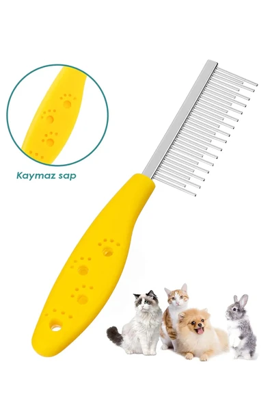 Tüy Açma Tarağı Kedi Köpek Kıtık Topak Açıcı Ergonomik Evcil Hayvan Bakım Tek Taraflı Metal Tarak - 2