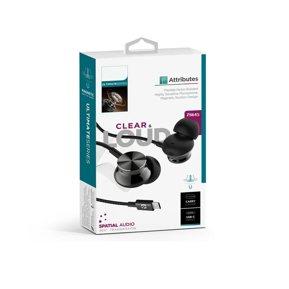 Zuidid ZS645 Mıknatıslı Type C Girişli Kablolu Kulakiçi Kulaklık Mikrofonlu + Koruma Kılıfı - 4