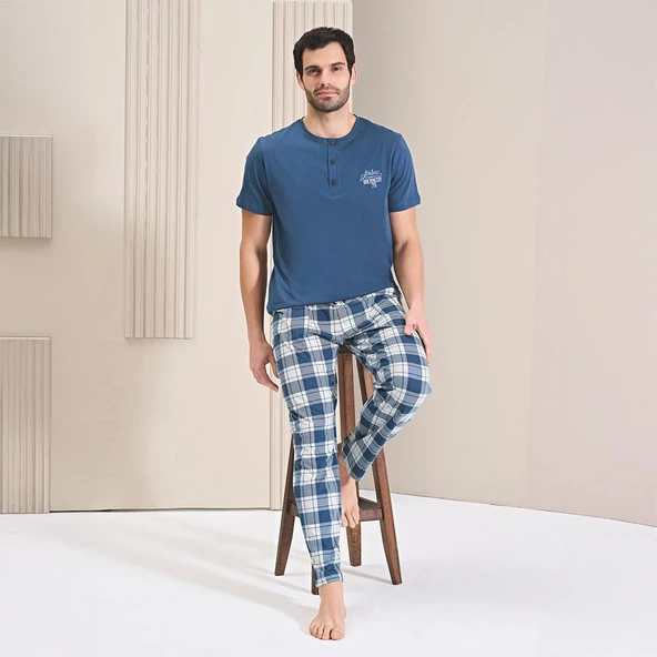 Over Sleep 1751 Erkek Süprem Uzun Kol Dört Mevsim Pijama Takım