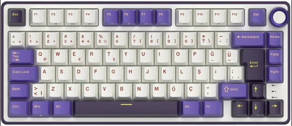 Royal Kludge R75 75% Kablolu Türkçe Gaming Klavye (Beyaz-Mor) - 2