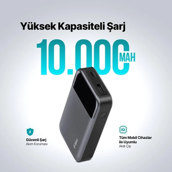 Ttec Recharger Pro LCD 10.000MAH Pd 30W Taşınabilir Hızlı Şarj Aleti/powerbank 2BB214 - Resim 2