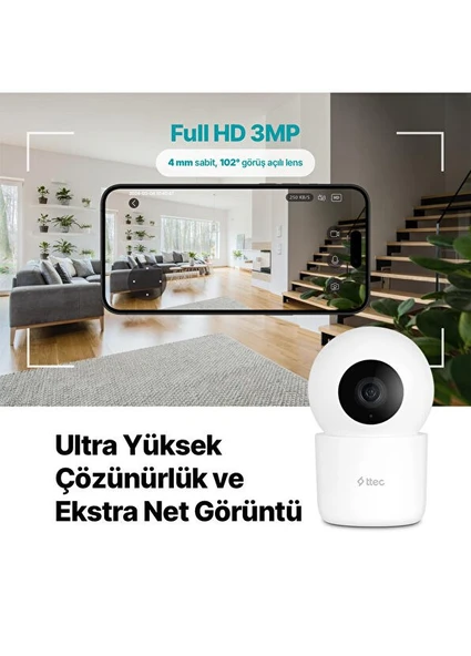 Ttec Wizi Pro 2 Full HD 360° Tak Çalıştır Wi-Fi Akıllı Kamera - Resim 3