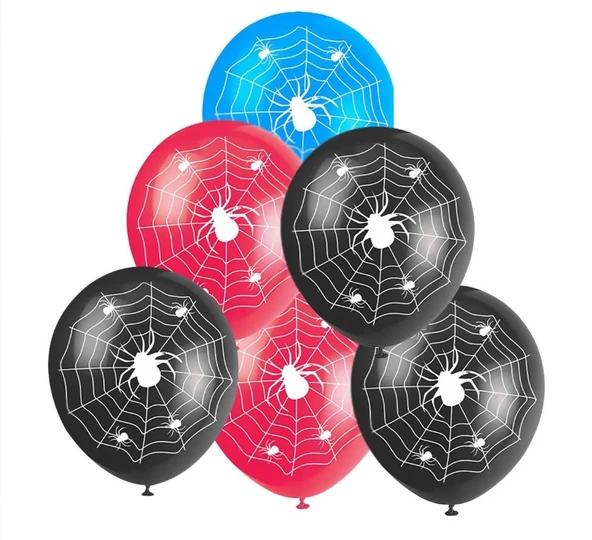 ÖRÜMCEK AĞ BASKILI BALON 10 ADET - 2