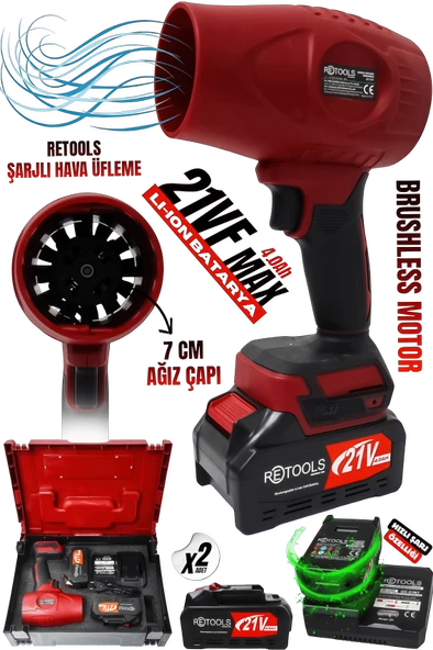 Retools Ultra Güçlü Şarjlı Hava Üfleme Makinesi Profesyonel Temizlik ve Bakım Çözümü