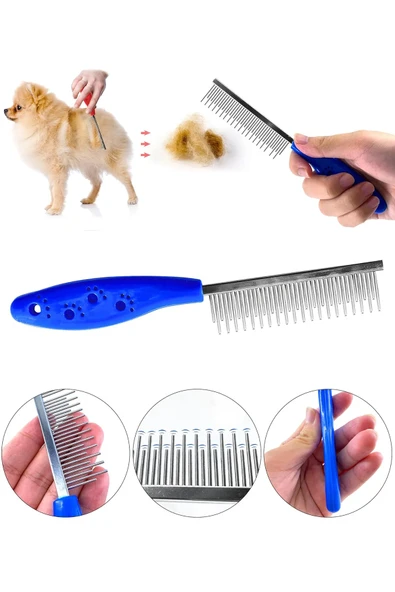 Tüy Açma Tarağı Kedi Köpek Kıtık Topak Açıcı Ergonomik Evcil Hayvan Bakım Tek Taraflı Metal Tarak - 3