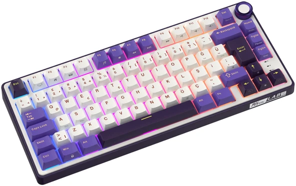 Royal Kludge R75 75% Kablolu Türkçe Gaming Klavye (Beyaz-Mor) - 5