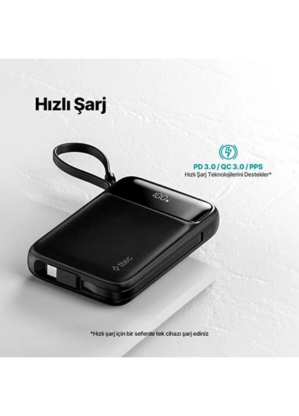 Ttec 2BB215 ReCharger Pro LCD 10.000mAh PD 22,5W Kablolu Taşınabilir Hızlı Şarj Aleti Powerbank - 4