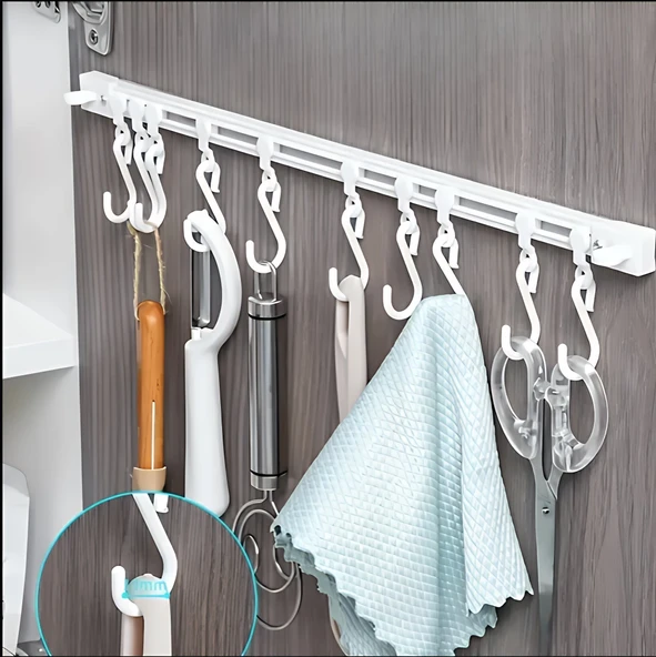 Duvara Monte Çok Amaçlı Mutfak Gereç Tutucu Pratik ve Düzenleyici Askı Sistemi - Resim 5