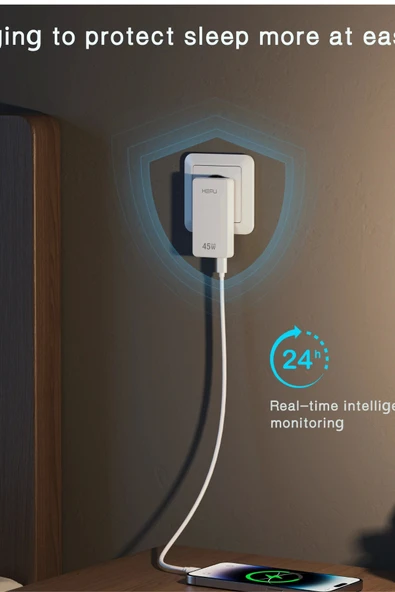 Hepu Hp-C33 Yeni Nesil 45W GAN 2 x Typ-C PD Şarj Adaptörü - 7