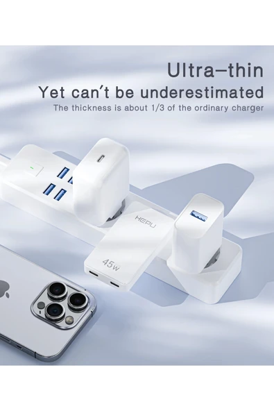 Hepu Hp-C33 Yeni Nesil 45W GAN 2 x Typ-C PD Şarj Adaptörü - 5