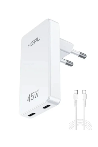 Hepu Hp-C33 Yeni Nesil 45W GAN 2 x Typ-C PD Şarj Adaptörü