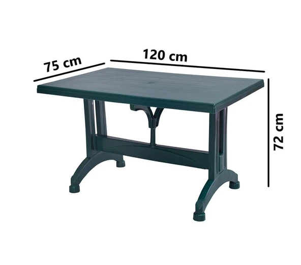 Omnipazar MT-GF212 Prima Ancora Plastik Dikdörtgen Bahçe Balkon Masa 75x120 cm - 2
