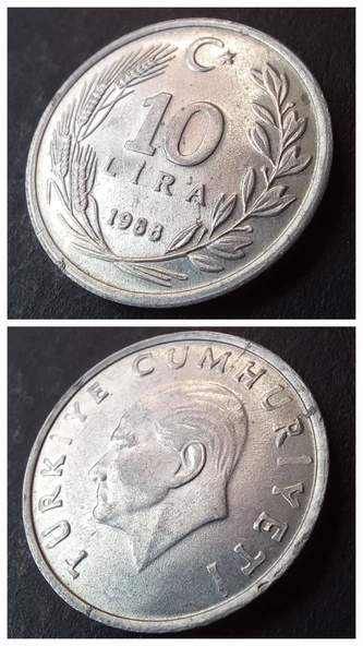 Escoines Koleksiyon 399636817b9a504611 1988 Alüminyum 10lira Çil eski madeni para ürün görseli 1