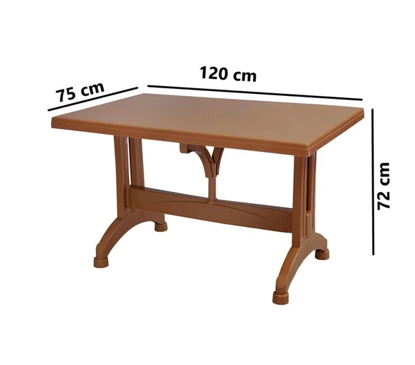 Omnipazar MT-GF212 Prima Ancora Plastik Dikdörtgen Bahçe Balkon Masa 75x120 cm - 6