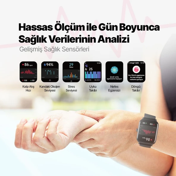 Ttec Tempus 46MM Tft Ekranlı Dikdörtgen Kasa Akıllı Saat - Resim 6