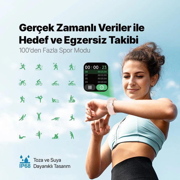 Ttec Tempus 46MM Tft Ekranlı Dikdörtgen Kasa Akıllı Saat - Resim 10