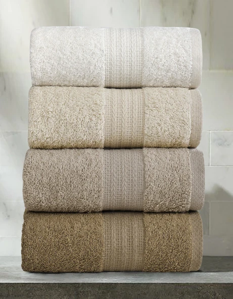 4lü Havlu Seti Rainbow Kahve 50x85cm - 2