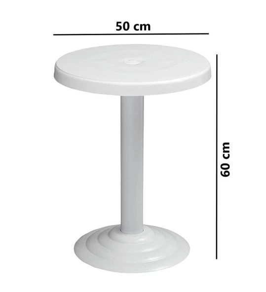 Omnipazar MT-GF401A Beyaz Medio Bahçe Balkon Sehpa Ø50 Cm - 2