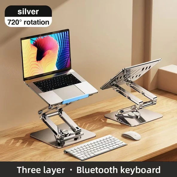 Rtako RS-CP84s 360 Derece Dönebilen 3 Kademeli Tablet Laptop Standı (Gri) - 3
