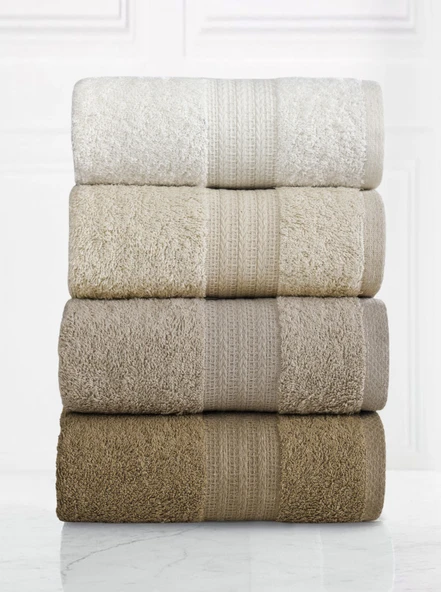 4lü Havlu Seti Rainbow Kahve 50x85cm - 4