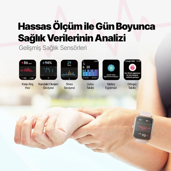 Ttec Tempus 46MM Tft Ekranlı Dikdörtgen Kasa Akıllı Saat - Resim 8