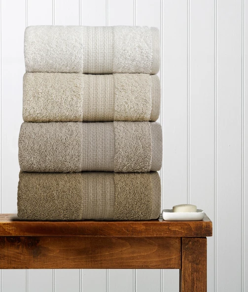 4lü Havlu Seti Rainbow Kahve 50x85cm - 3