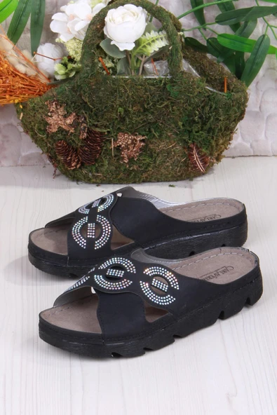 Fort 220507 Siyah Rahat Esnek Anatomik Kadın Terlik - Resim 3