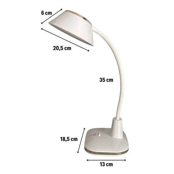 By Nevser® Dokunmatik 3 Farklı Büyük LED Işıklı Çalışma Masası Üstü Kıvrılabilir Başlıklı Lamba - 5