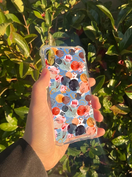 İphone X Uyumlu Aynalı Renkli Daire Desenli Darbe Kamera Korumalı Silikon Telefon Kılıfı