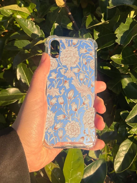 İphone X Uyumlu Aynalı Lale Desenli Darbe Kamera Korumalı Silikon Telefon Kılıfı