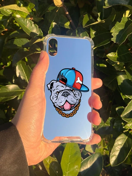 İphone XS Uyumlu Aynalı Köpek Desenli Darbe Kamera Korumalı Silikon Telefon Kılıfı