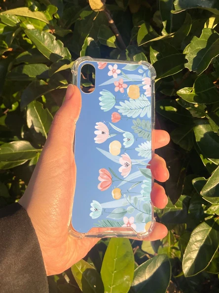 İphone X Uyumlu Aynalı Renkli Lale Desenli Darbe Kamera Korumalı Silikon Telefon Kılıfı