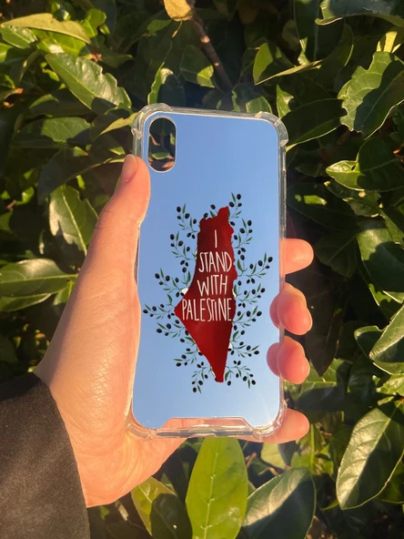 İphone X Uyumlu Aynalı Palestine Desenli Darbe Kamera Korumalı Silikon Telefon Kılıfı
