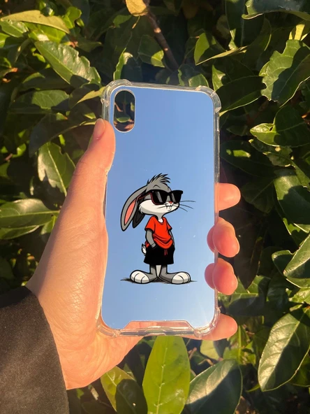 İphone XS Uyumlu Aynalı Tavşan Desenli Darbe Kamera Korumalı Silikon Telefon Kılıfı
