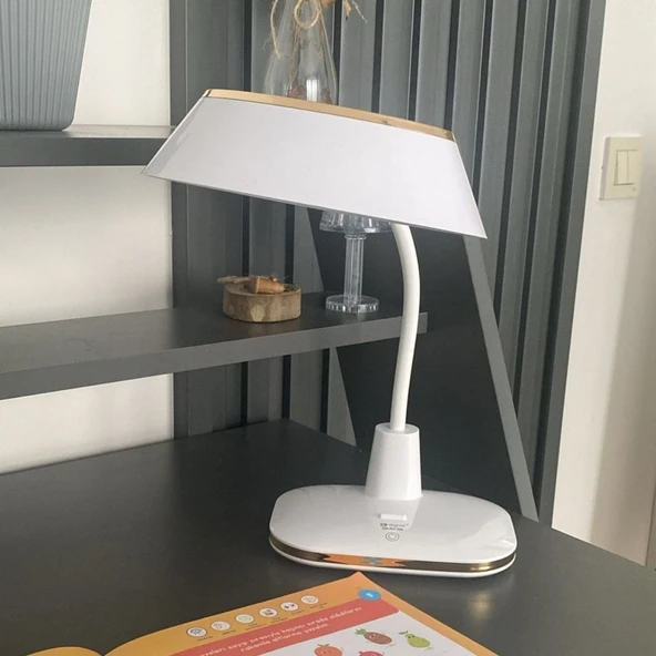 By Nevser® Dokunmatik 3 Farklı Büyük LED Işıklı Çalışma Masası Üstü Kıvrılabilir Başlıklı Lamba - 2