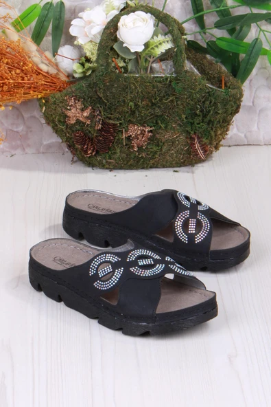 Fort 220507 Siyah Rahat Esnek Anatomik Kadın Terlik - Resim 2