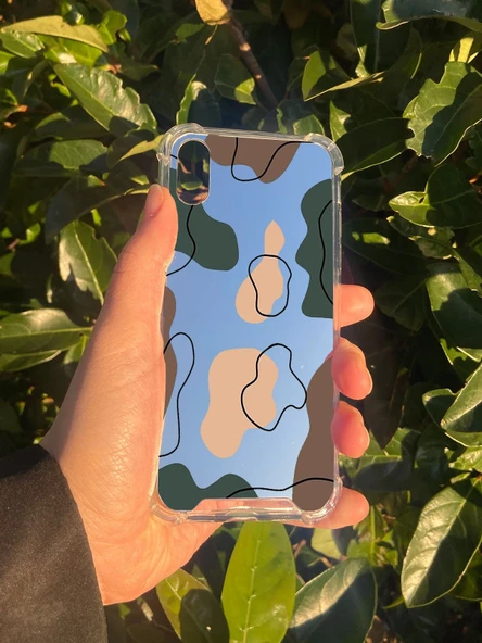 İphone XS Uyumlu Aynalı Renkli Dalga Desenli Darbe Kamera Korumalı Silikon Telefon Kılıfı
