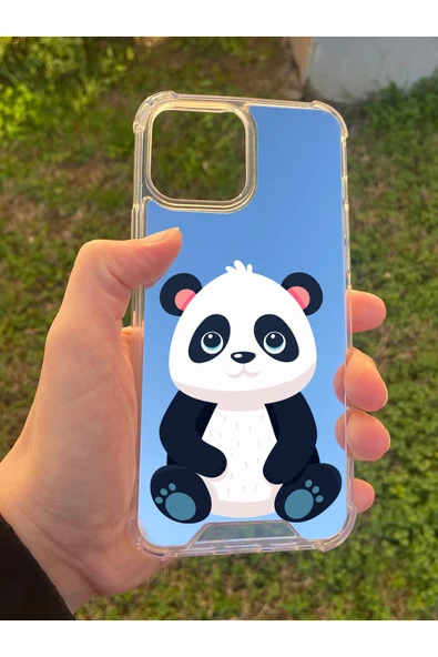 İphone 15 Pro Max Uyumlu Aynalı Poncik Desenli Darbe Kamera Korumalı Silikon Telefon Kılıfı