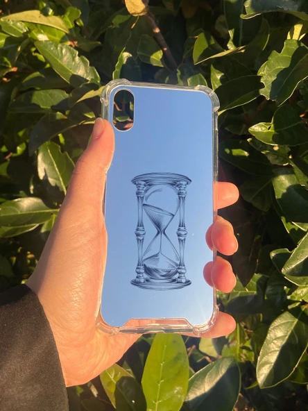 İphone XS Uyumlu Aynalı Kum Saati Desenli Darbe Kamera Korumalı Silikon Telefon Kılıfı
