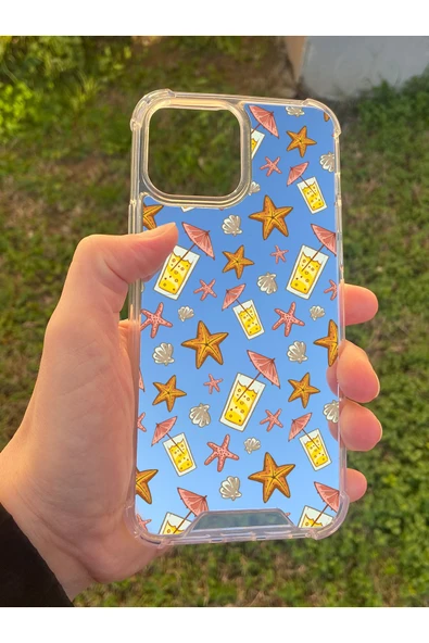 İphone 15 Pro Max Uyumlu Aynalı Limonata Desenli Darbe Kamera Korumalı Silikon Telefon Kılıfı