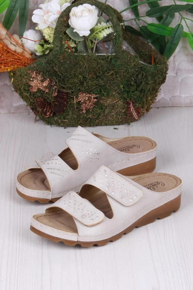 Fort 160161 Bej Rahat Esnek Anatomik Kadın Terlik - Resim 4